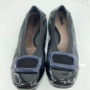 Earth Eclipse Ballet Flats Shoes Women's 6 Black Leather Slip On Stretch Solid